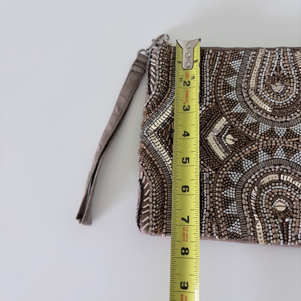 White House Black Market Beaded Wristlet Clutch Bag Art Deco 20s Flapper Wedding - Picture 3 of 8